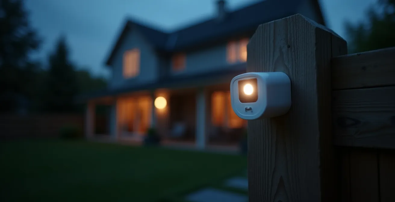 Système de détection périmétrique actif dans un jardin la nuit