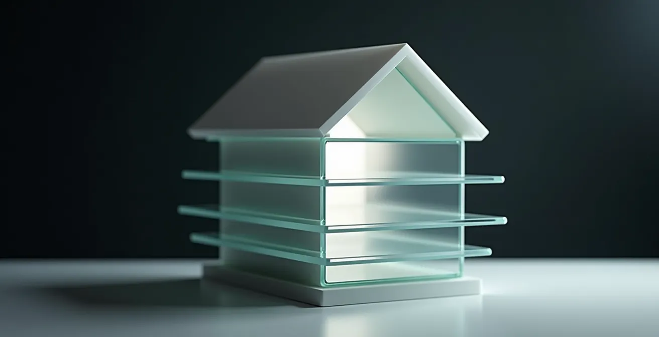 Coupe transversale d'une maison montrant les différentes couches de protection